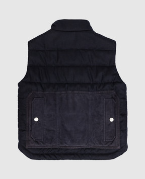 Stefano Ricci Children's blue wool vest with suede inserts YAJ6400020SOL001