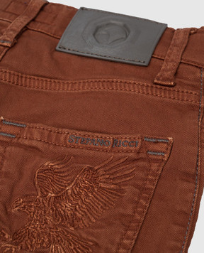 Stefano Ricci Children's brown jeans with logo embroidery YST84000301299