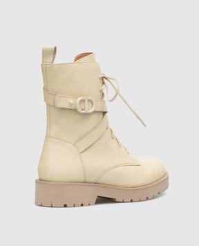 Twinset Beige leather boots with logo 232TCP050