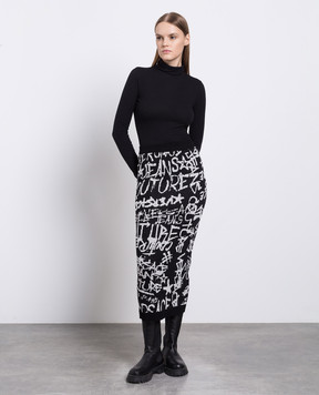 Versace Jeans Couture Logo Brush Couture black pencil skirt 75HAEM26CM27N
