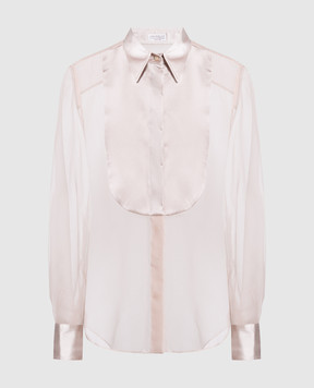 Brunello Cucinelli Beige silk blouse with monil chain MF940MK606