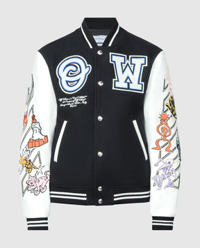Off-White Logic bomber jacket in black with patches OMJA059G23LEA001