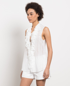 Dondup White top with ruffles DC299EF0137DPTT