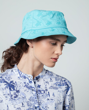 Vilebrequin Blue panama with logo embroidery OOMC4493