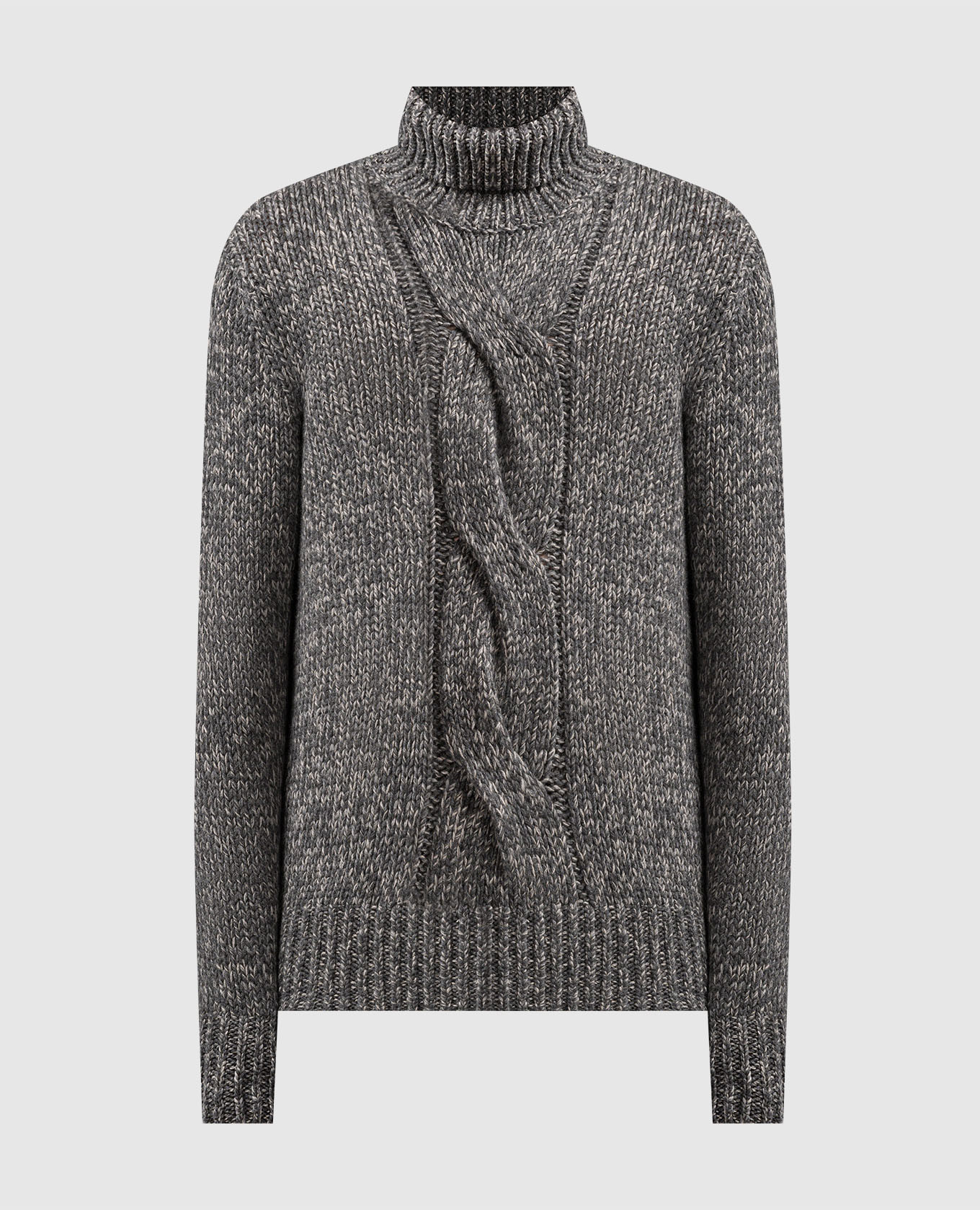 Gray melange cashmere sweater with a textured pattern brunello cucinelli