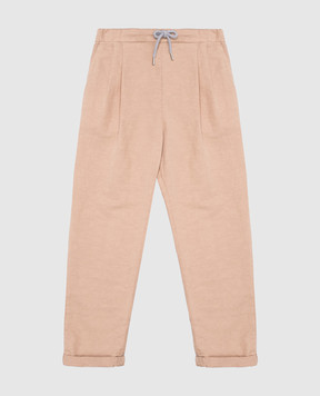 Brunello Cucinelli Children's brown linen trousers with lapels B291DP113B