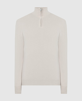Cashmere&Whiskey Beige cashmere jumper with zipper 357N