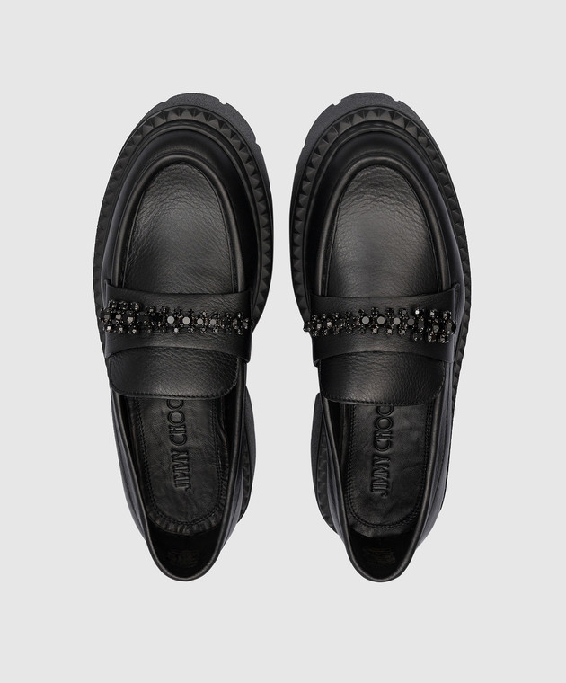 Jimmy Choo - Bryer black leather loafers with crystals