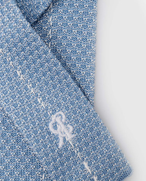 Stefano Ricci Baby blue silk tie with logo embroidery YCRMTSR8189