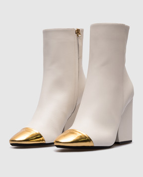 N21 White leather ankle boots with logo 23ICPXNV16013