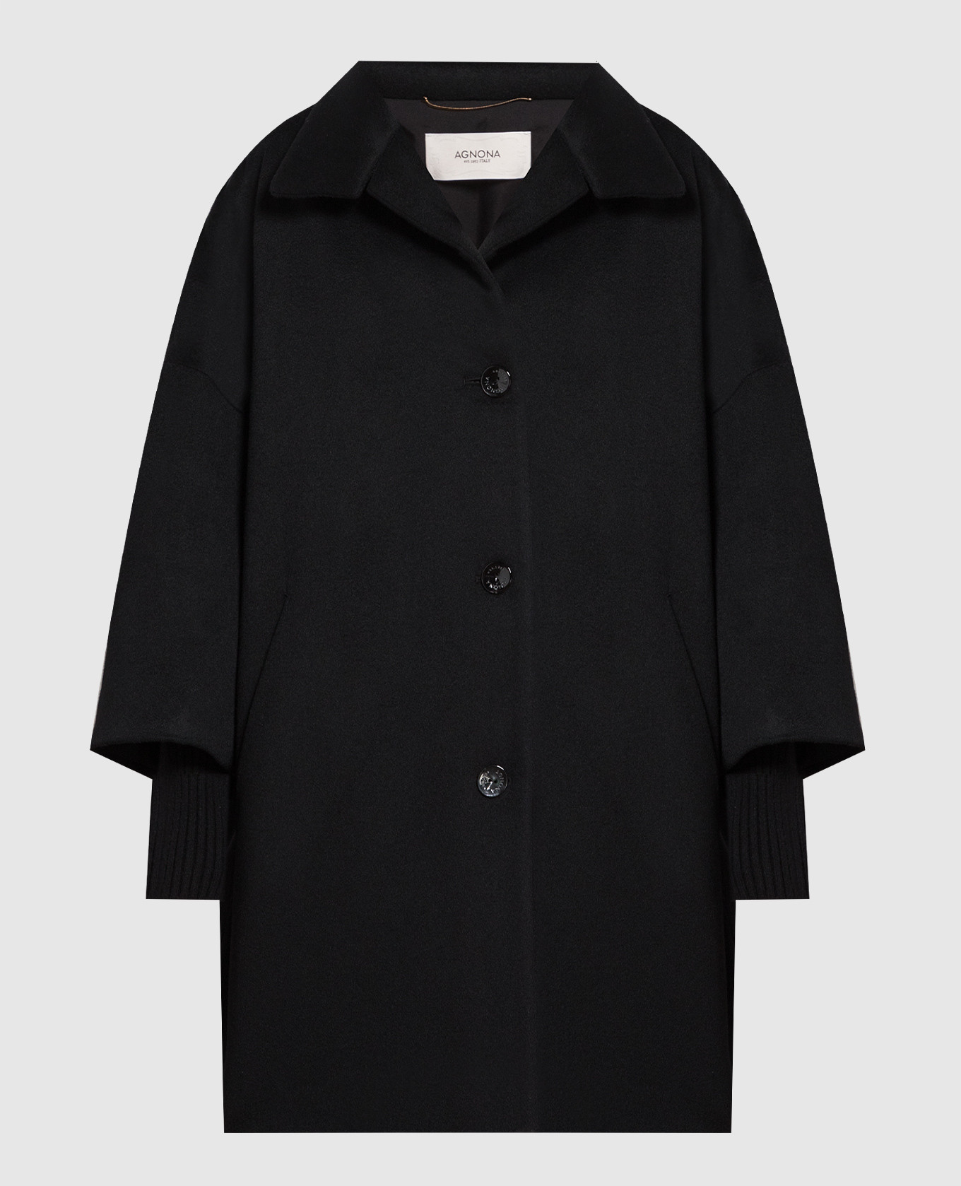 Black cashmere coat agnona