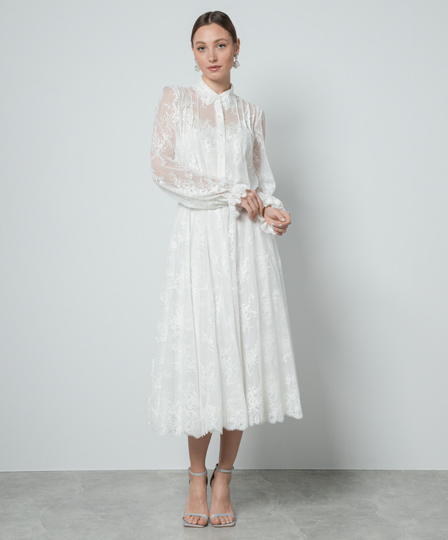 Ermanno Scervino - White midi dress with lace D442Q354BJI - shop