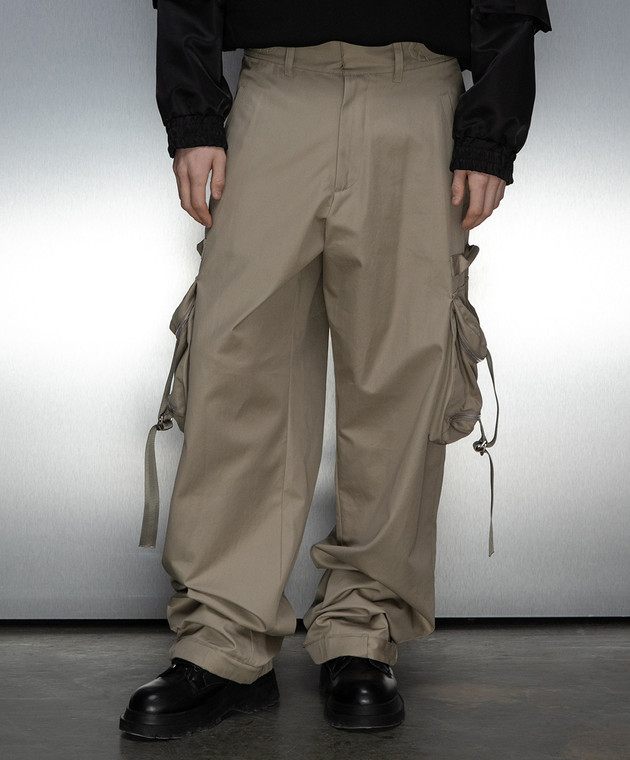 Off-White - Beige cargo pants with monogram logo embroidery 
