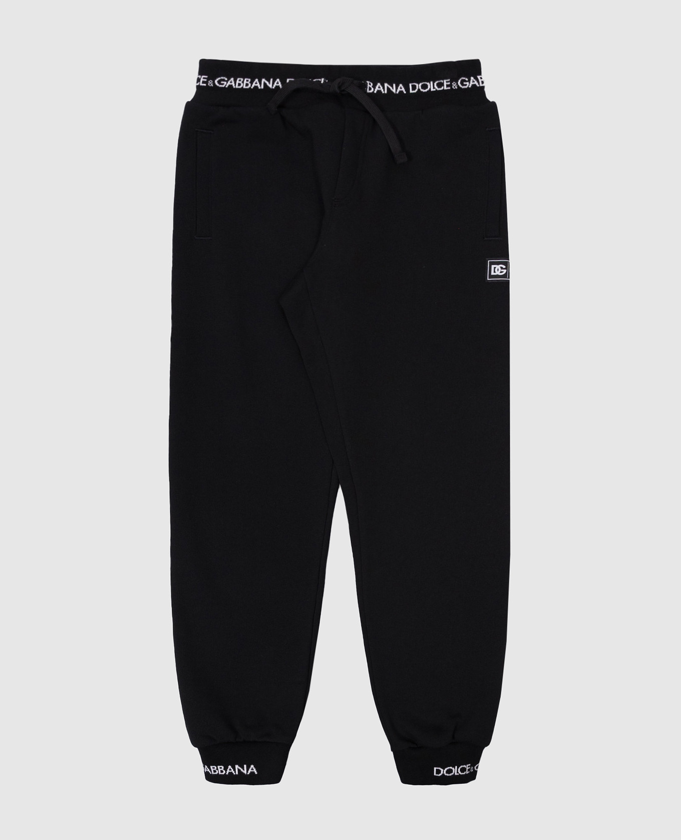 Kids' black joggers with logo pattern dolce&gabbana