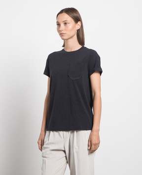 Brunello Cucinelli Gray t-shirt with monil chain MPT18BD400