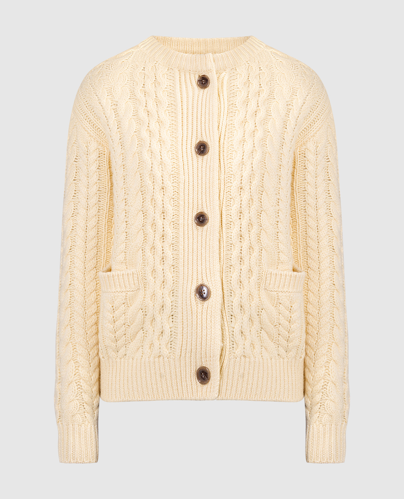 

Yellow cashmere cardigan in a textured pattern LISA YANG