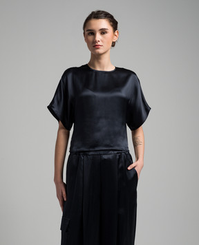 Yves Salomon Blue straight cut blouse 24EYH00349SAVI