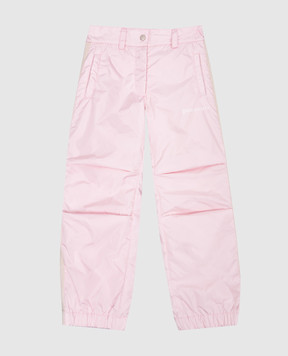 Palm Angels Children's pink insulated joggers with stripes and logo PGKF001F23FAB001