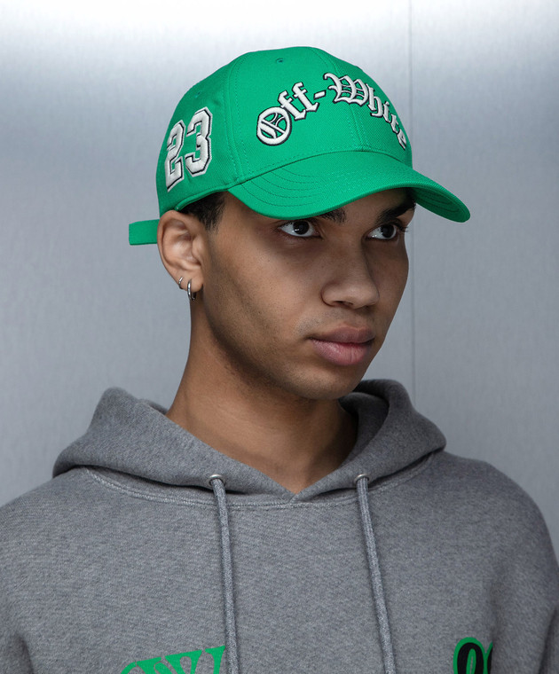 Off-White - Green cap with logo embroidery OMLB052S24FAB014