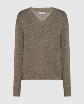 Brunello Cucinelli Brown melange sweater with wool and lurex MLE727602