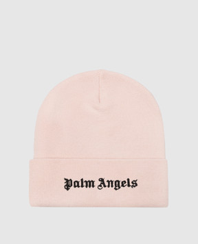 Palm Angels Pink cap made of wool with embroidery PWLC014F23FAB001