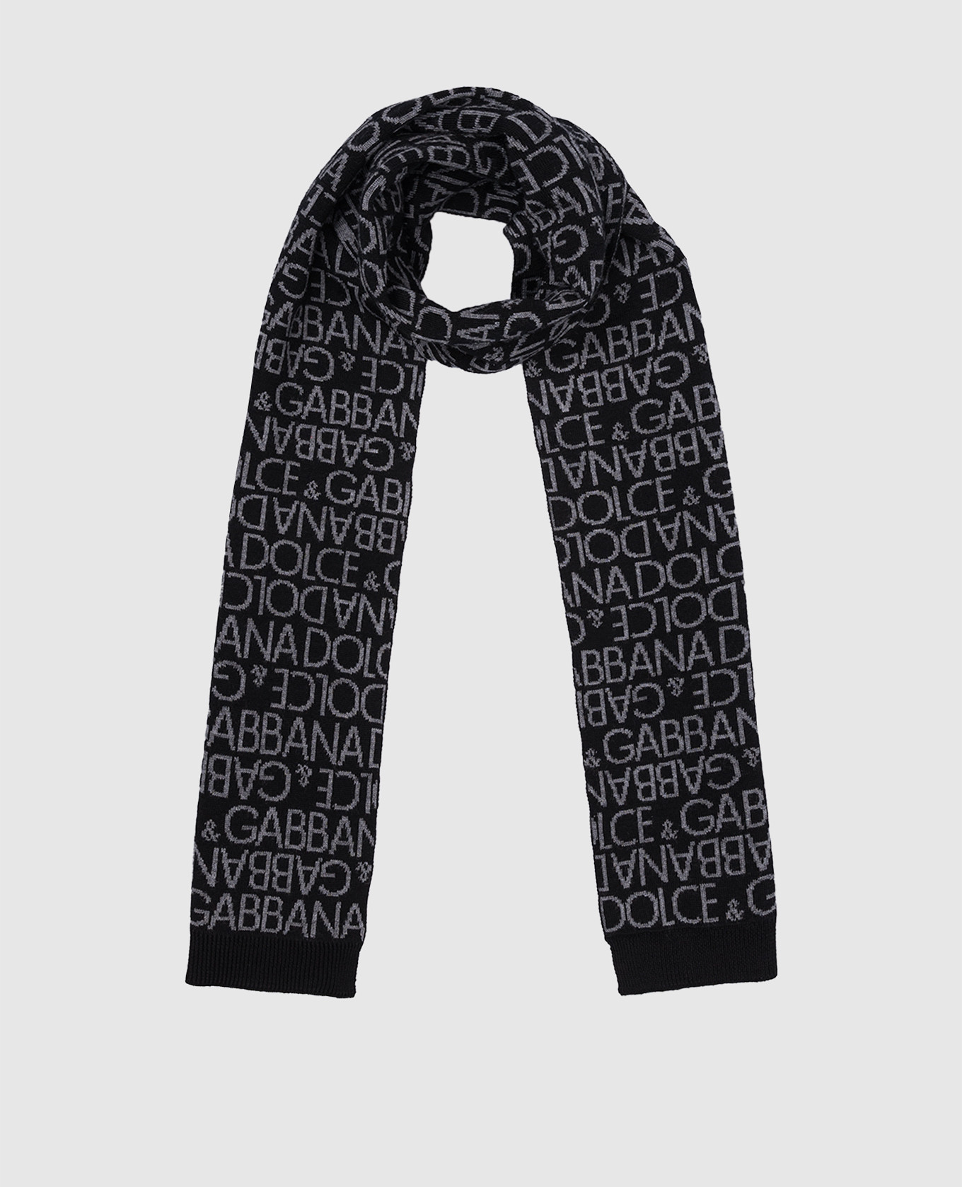 

Children's black scarf made of wool with a logo pattern Dolce&Gabbana, Черный