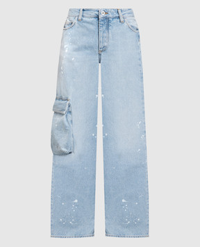 Off-White Blue cargo jeans with a distressed effect OWYB014S23DEN001