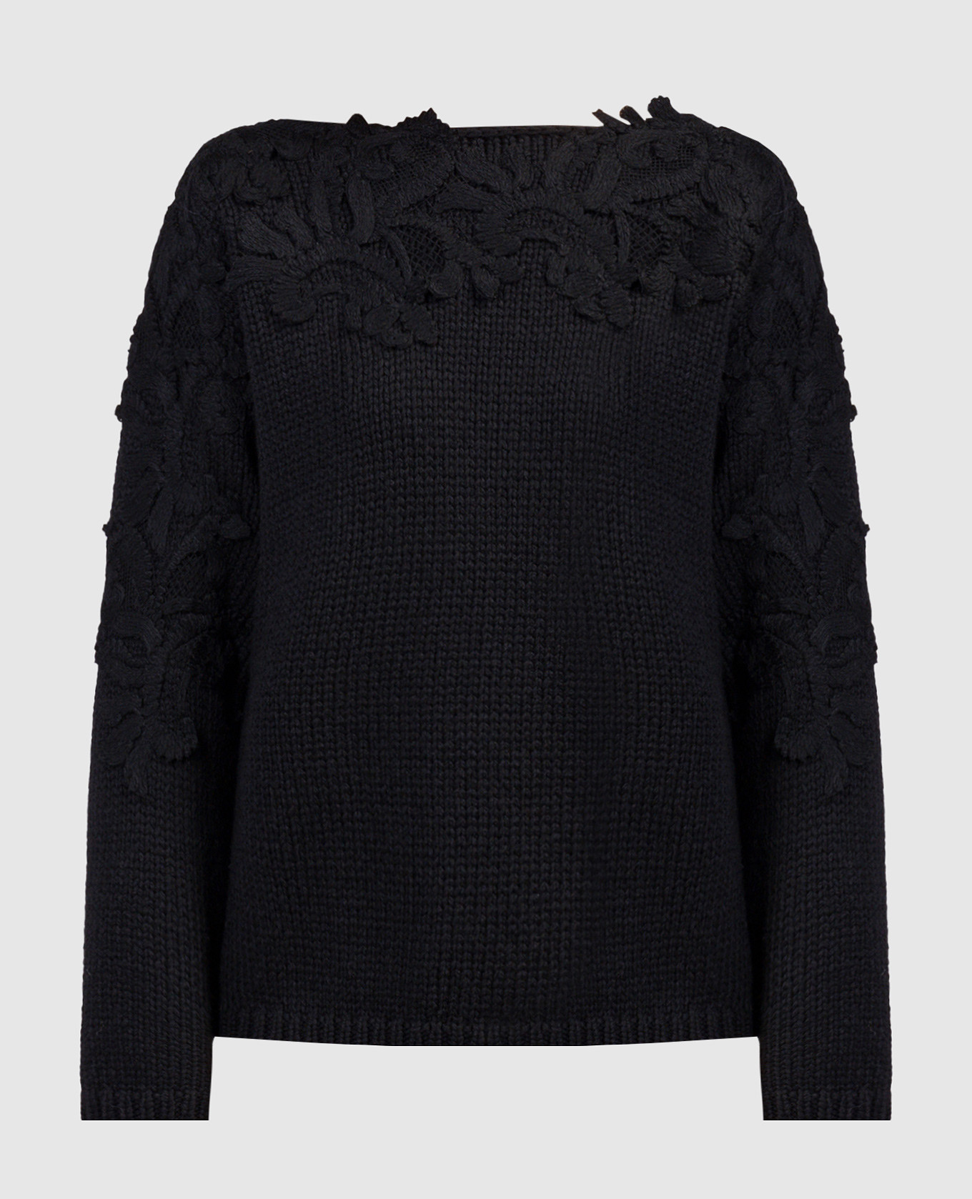 

Black wool sweater with lace Ermanno Scervino, Черный