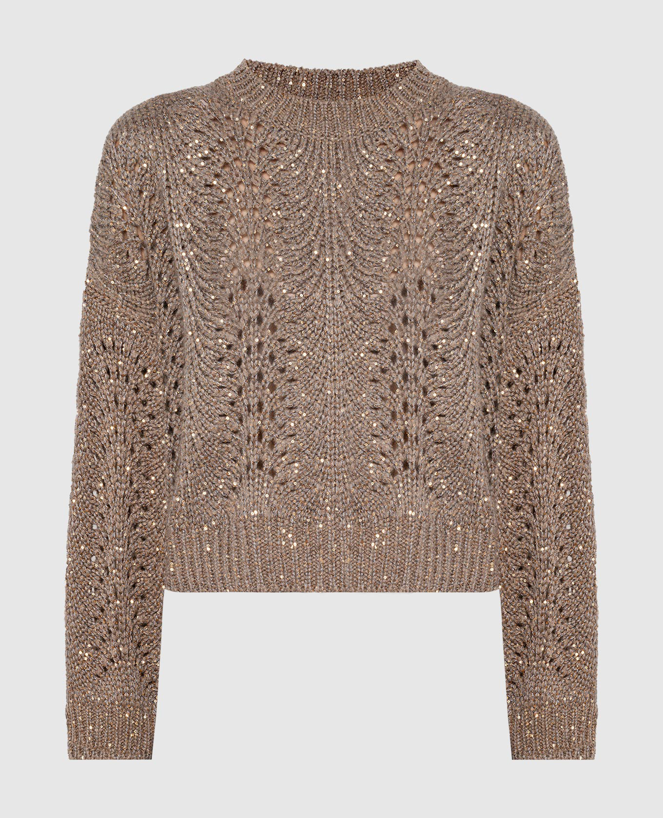 

Brown openwork knit sweater with sequins Brunello Cucinelli