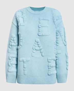 Bottega Veneta Blue logo pattern wool sweater 707883V26T0