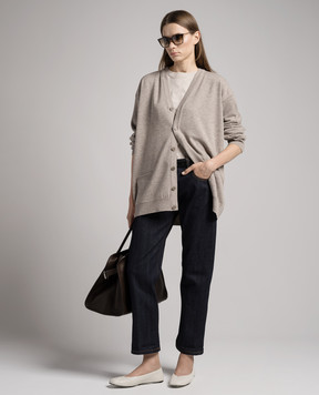 The Row Beige wool and cashmere cardigan 7395Y628