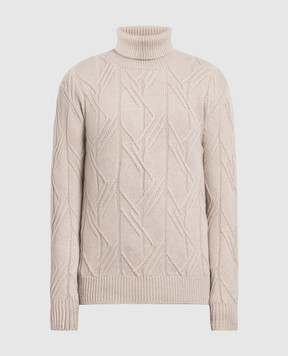 Cashmere&Whiskey Beige sweater made of cashmere in a textured pattern MU8821305341LO