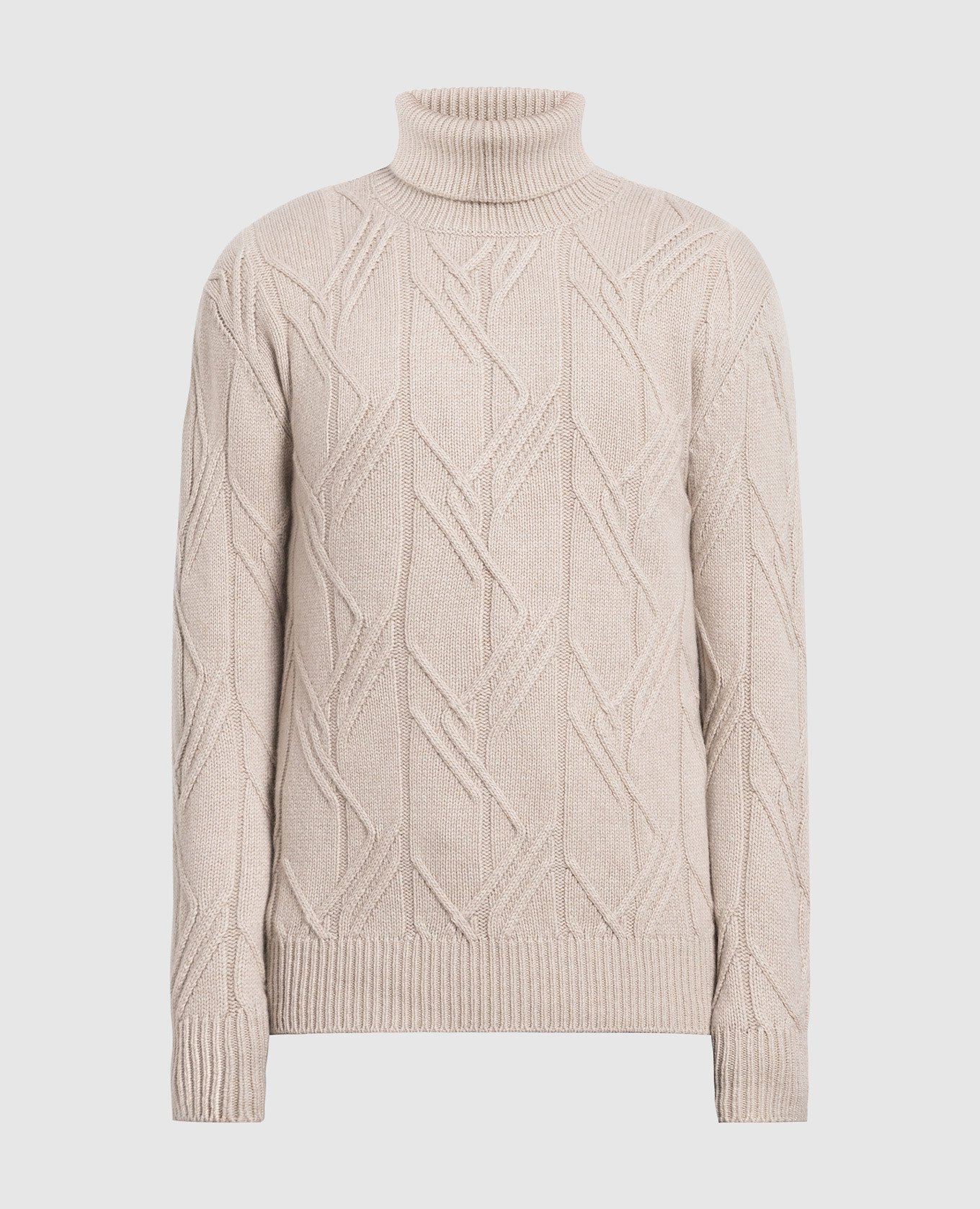 Beige sweater made of cashmere in a textured pattern cashmere&whiskey