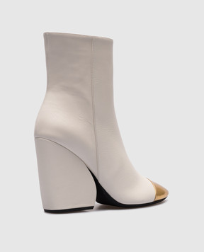 N21 White leather ankle boots with logo 23ICPXNV16013