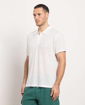 Vilebrequin White Pyramid linen polo with logo embroidery PYRE9O00
