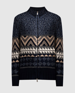 Brunello Cucinelli Blue patterned cashmere cardigan M22300216