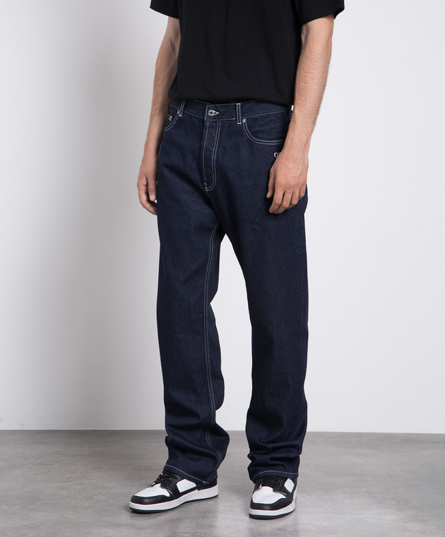 Off-White - Blue jeans with logo OMYA180F23DEN001 - shop with 