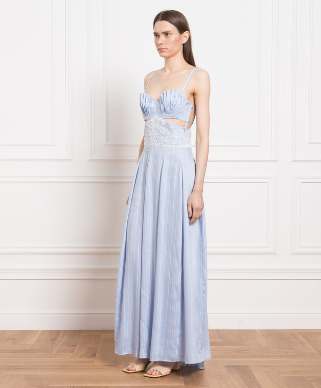 ermanno scervino blue dress Lingerie-style dress in sequins with rebrodé lace