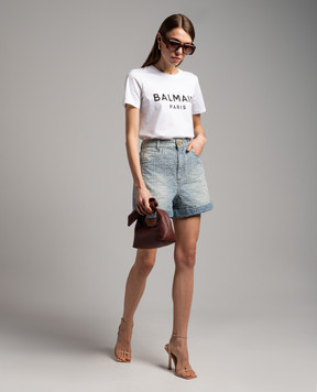 Balmain White t-shirt with logo print BF1EF005BB02