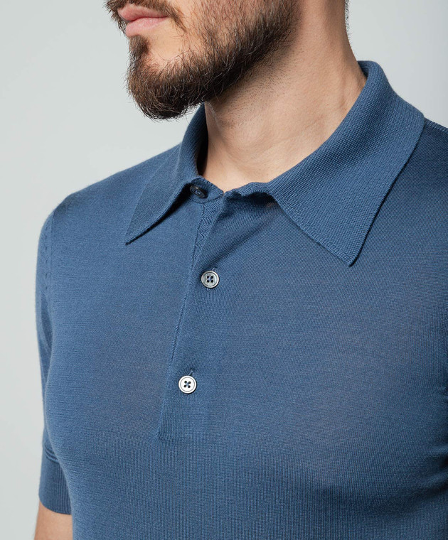 Tom Ford - Blue cashmere and silk polo shirt KPS001YMK005S23