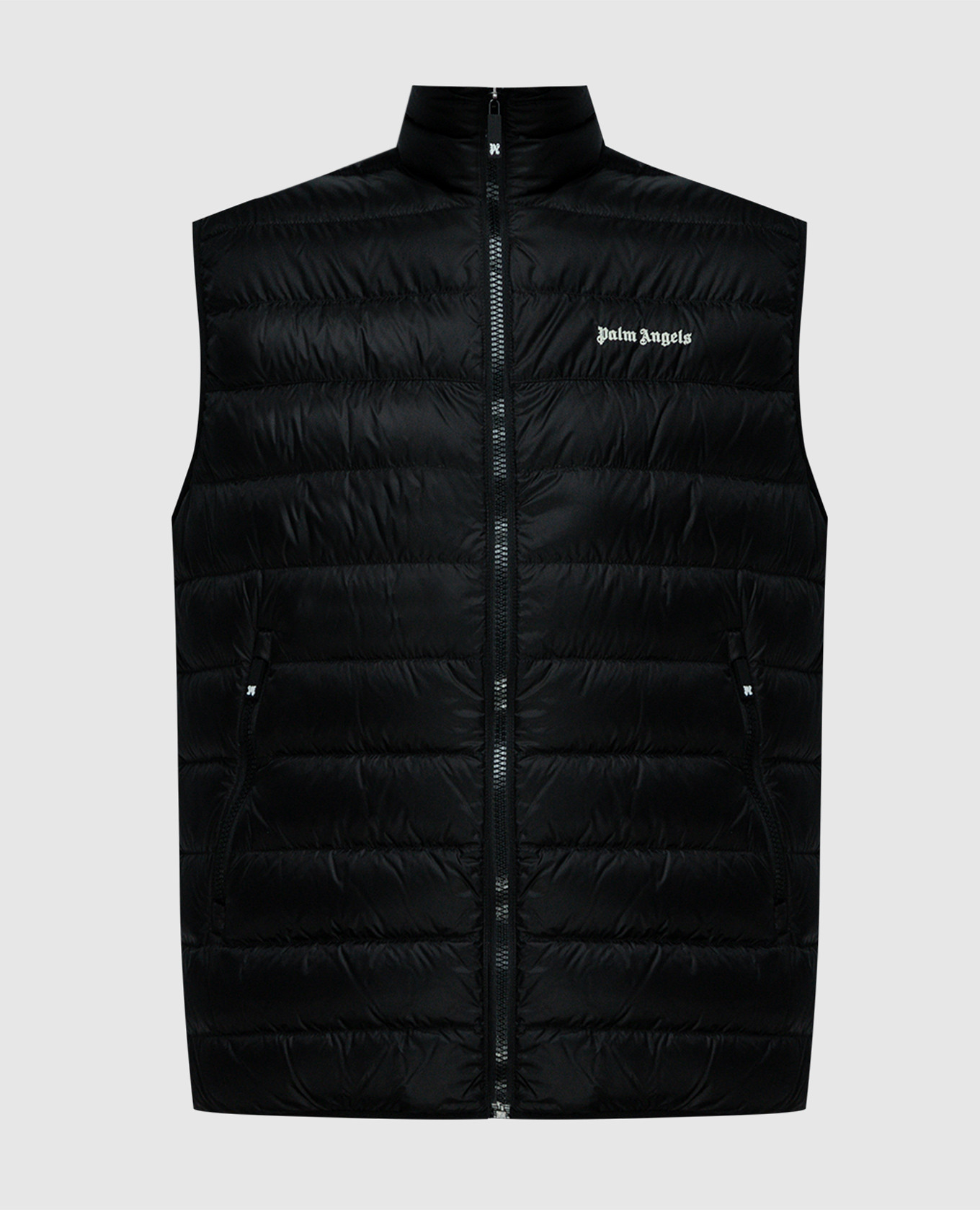 

Black down vest with logo embroidery Palm Angels, Черный