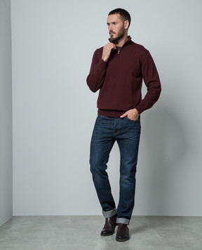 Cashmere&Whiskey Burgundy cashmere jumper with zipper 357N