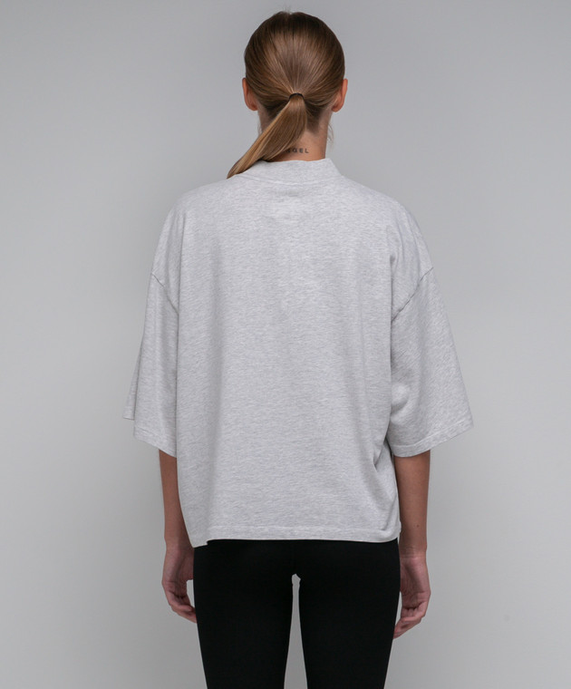 Anine Bing - Gray melange T-shirt with a print A082814062