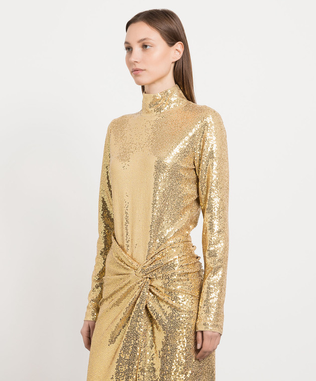 michael kors gold sequin dress MICHAEL KORS Bronze Sequin Long Sleeve Cotton Dress – The Untitled Boutique main image 1