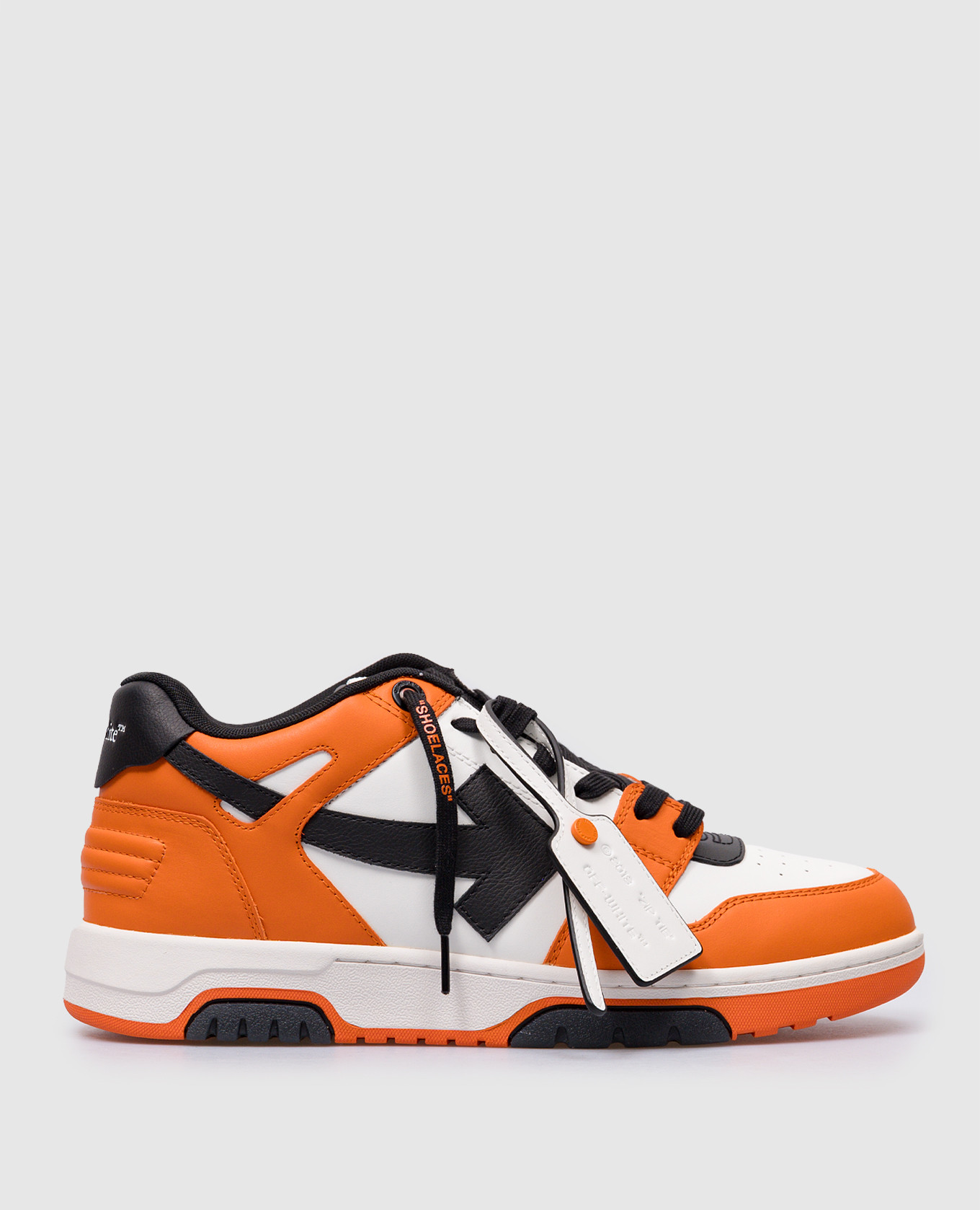 Off-White - Orange leather sneakers with Arrow logo