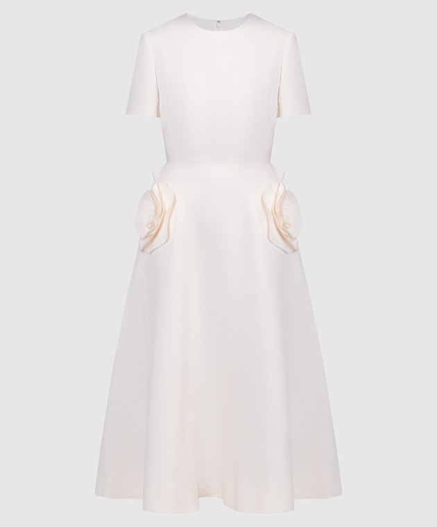 Valentino - White Wool and Silk Crepe Couture Dress with Valentino - White Wool and Silk Crepe Couture Dress with