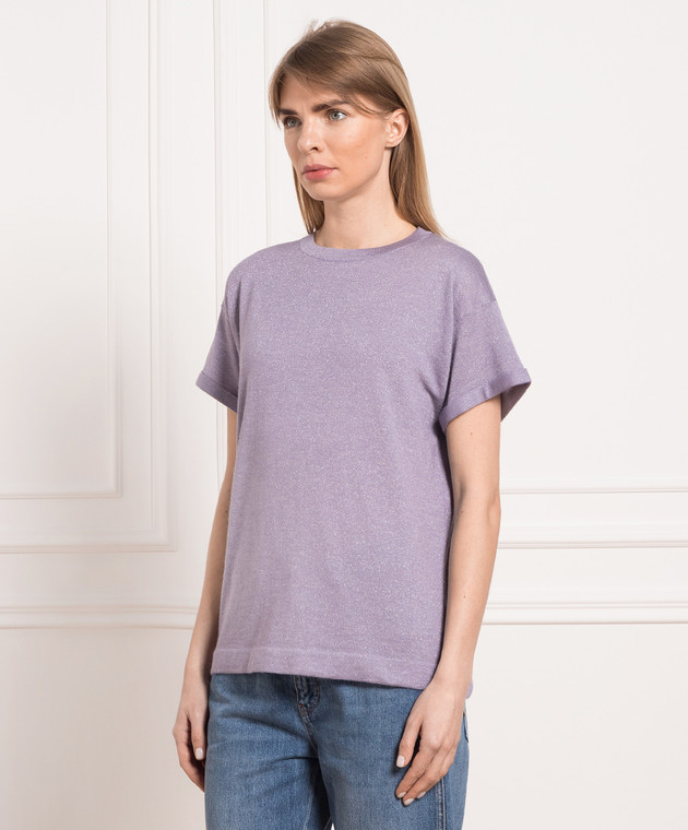 Tシャツ・カットソー Brunello Cucinelli T-shirts Purple Brunello Cucinelli - Purple t-shirt with lurex M41810000