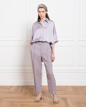 Brunello Cucinelli Purple pants with a monil chain MH126P8292