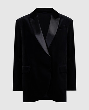 Brunello Cucinelli Black velvet jacket with monil chain MD5612512