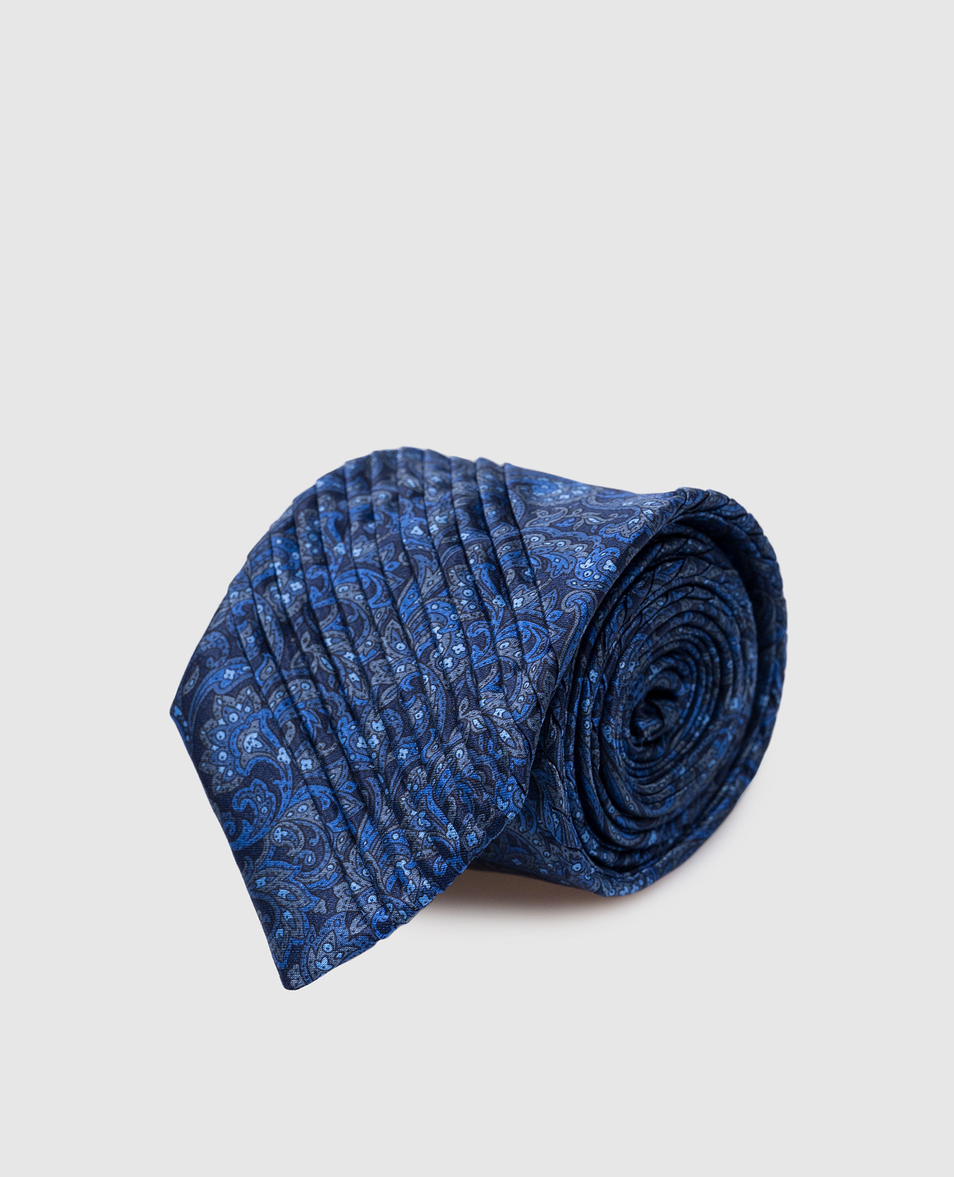 Children's blue tie made of silk with pleating in a pattern stefano ricci
